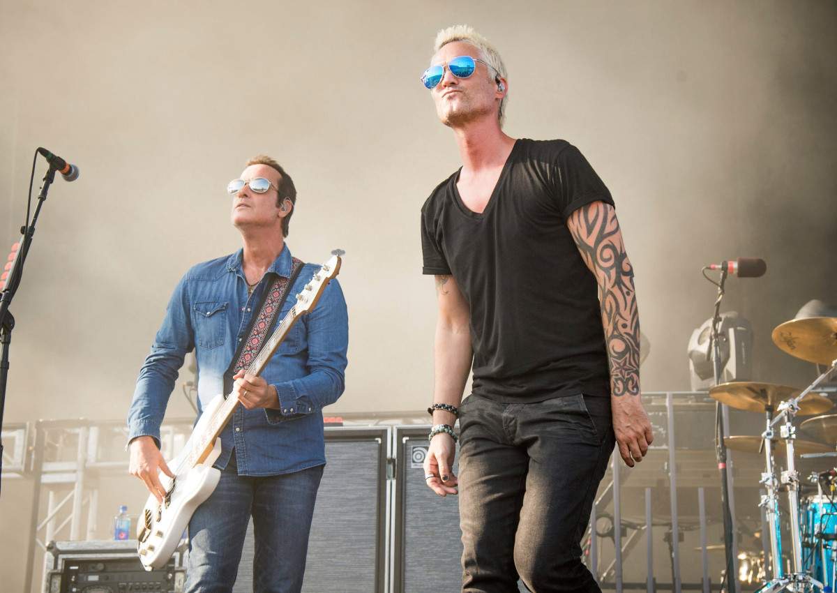 Jeff Gutt, left, and Robert DeLeo of Stone Temple Pilots perform at the Rock On The Range Music Festival at Mapfre Stadium on Sunday, May 20, 2018, in Columbus, Ohio. 