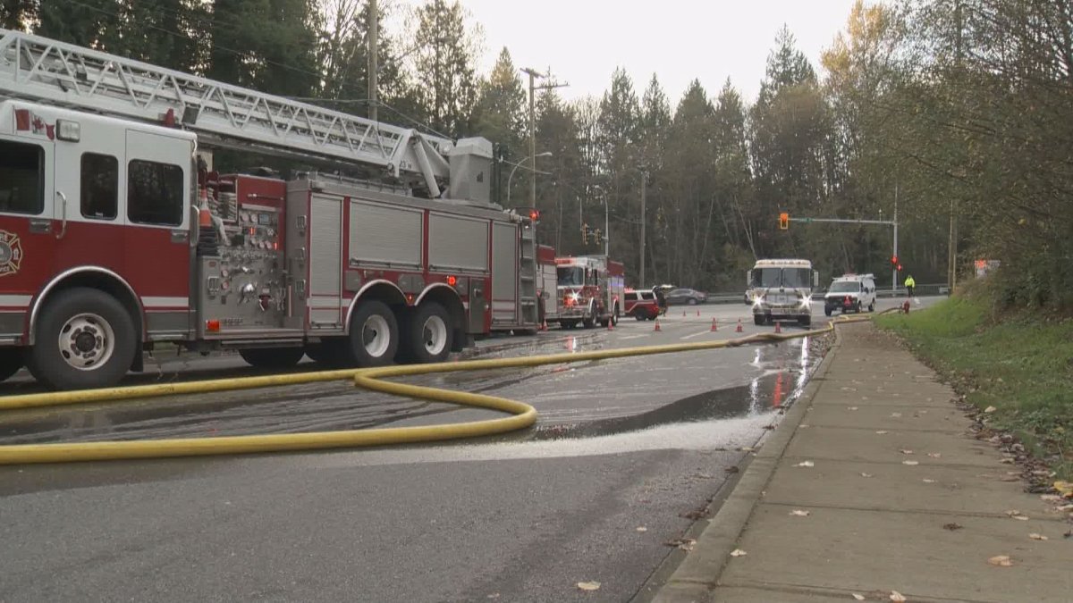 Police and fire crews blocked off 160th Street in both directions on Sunday afternoon due to a structure fire. 