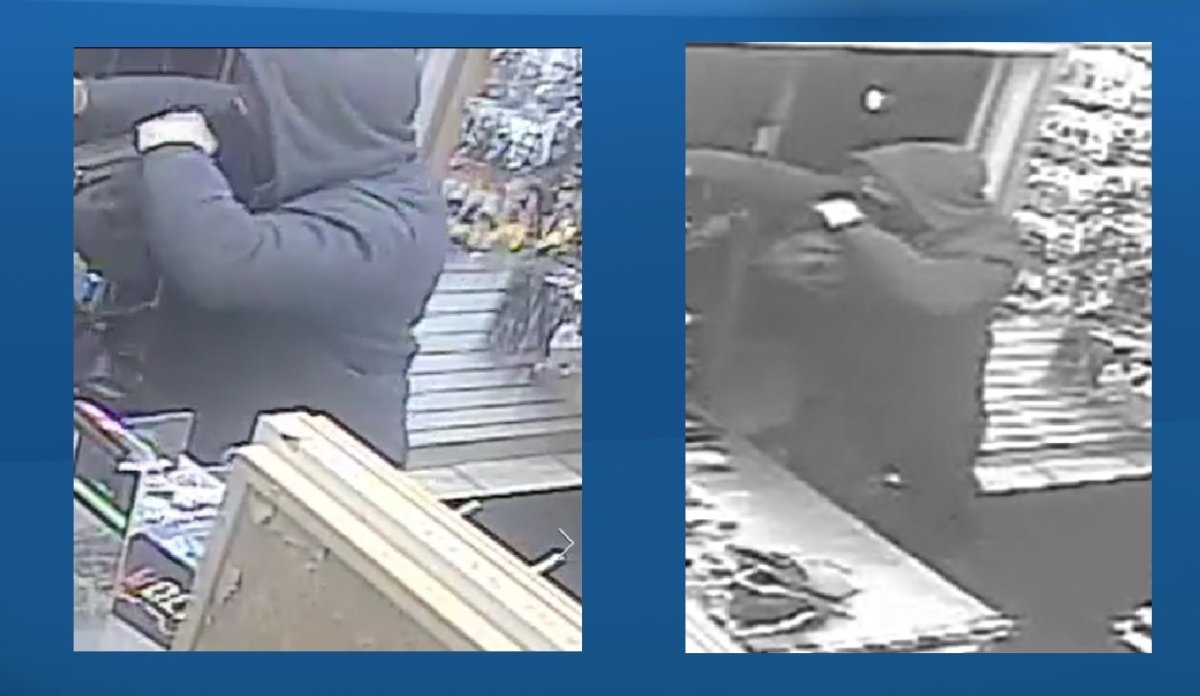 Taber police are seeking the identity of an armed robbery suspect.