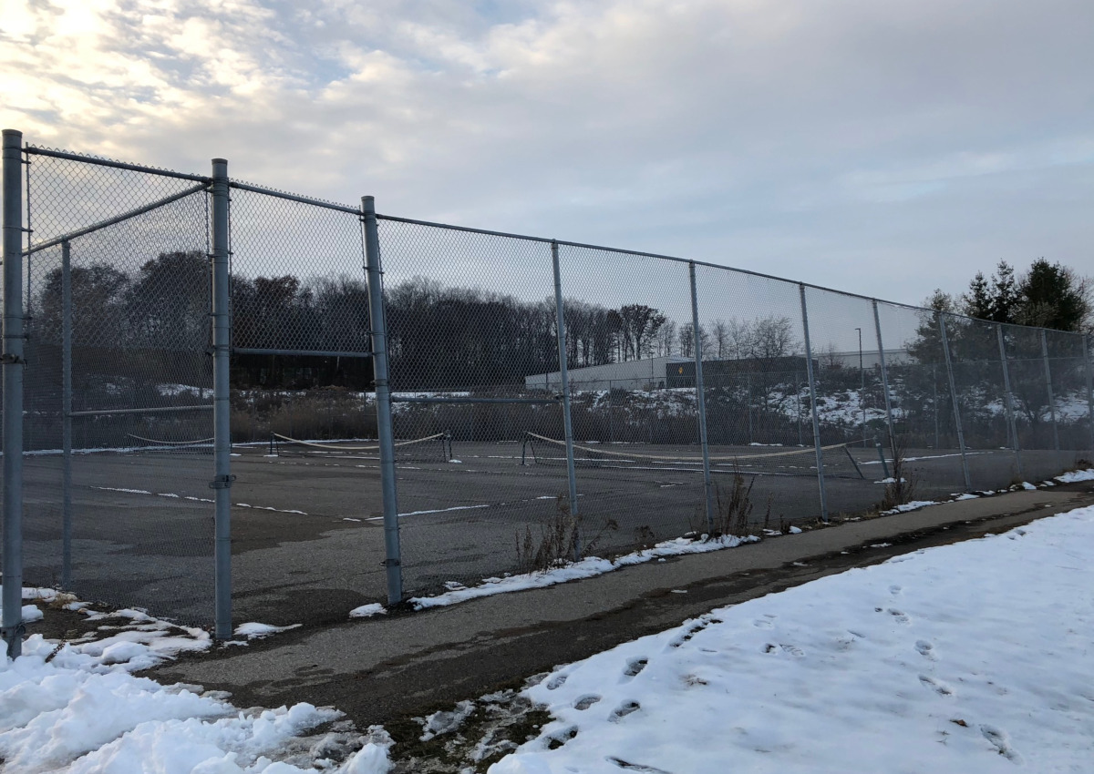 The tennis courts at St. Mary's High School in Kitchener.