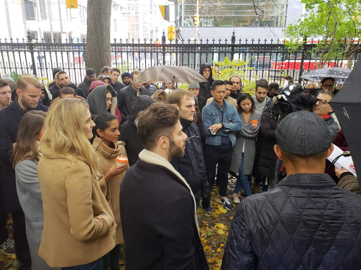 Google employees in Toronto participate in a walkout protesting settlements paid to sexual harassers