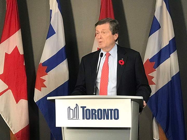 Mayor John Tory makes a transit announcement at City Hall on Nov. 8.