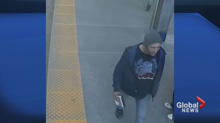 Calgary police released this photo of a suspect in a CTrain attack on a transgender woman.