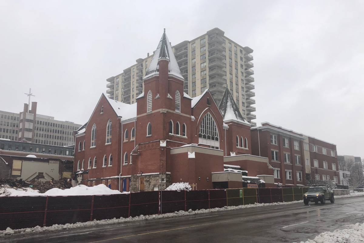 The Trinity Church is being torn down to make way for a 33-storey condo building.