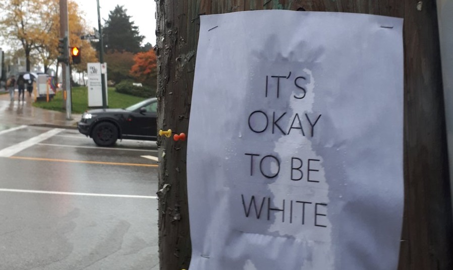 New Westminster police said they had opened a file into the posters, found on telephones near city hall. 