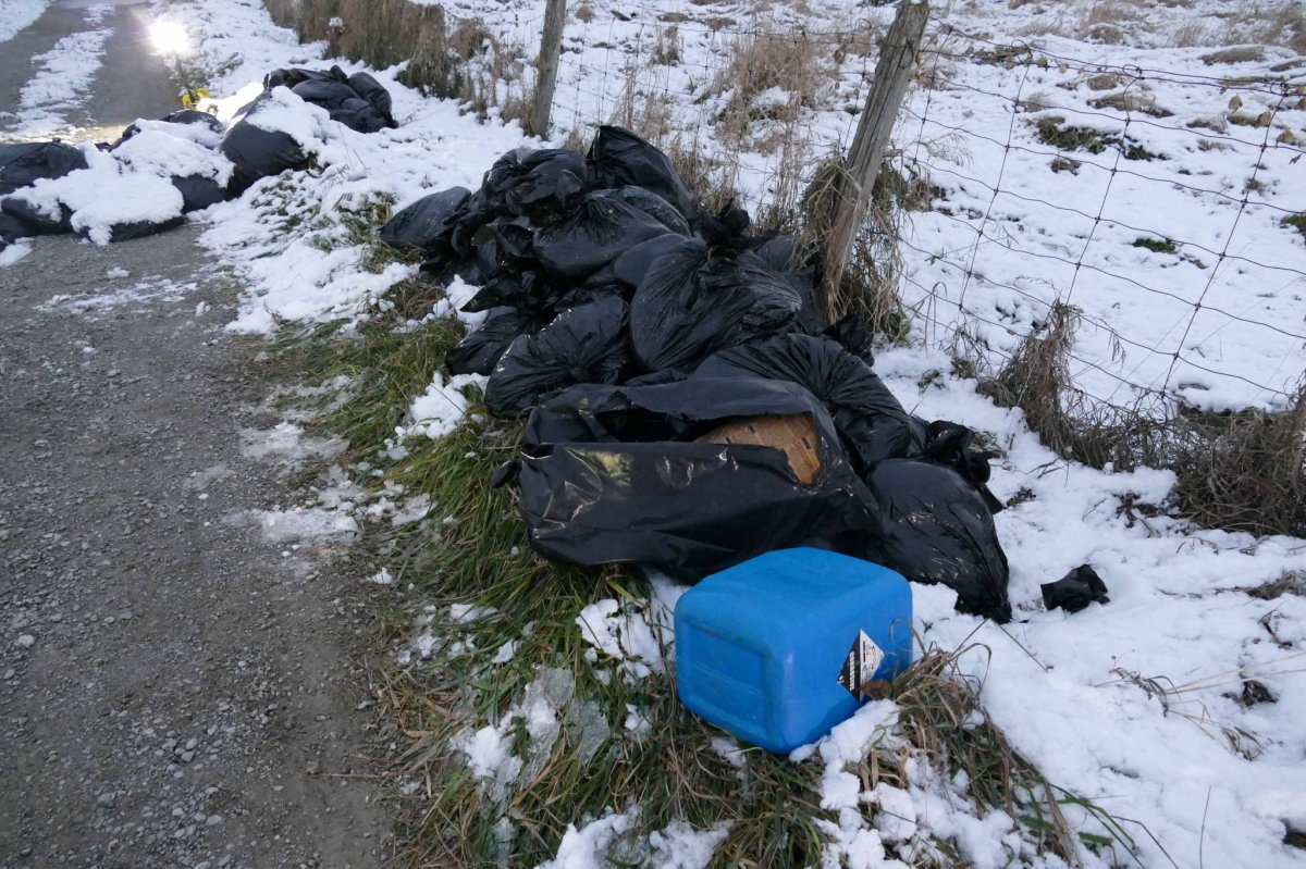 Police say the garbage bags were located on Woodbine Avenue, south of Herald Road.