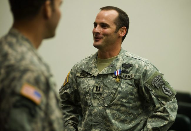 In this photo taken Jan. 4, 2011, U.S Army Capt. Mathew Golsteyn is congratulated by fellow soldiers following the Valor Awards ceremony for 3rd Special Forces Group at Fort Bragg, N.C. 



