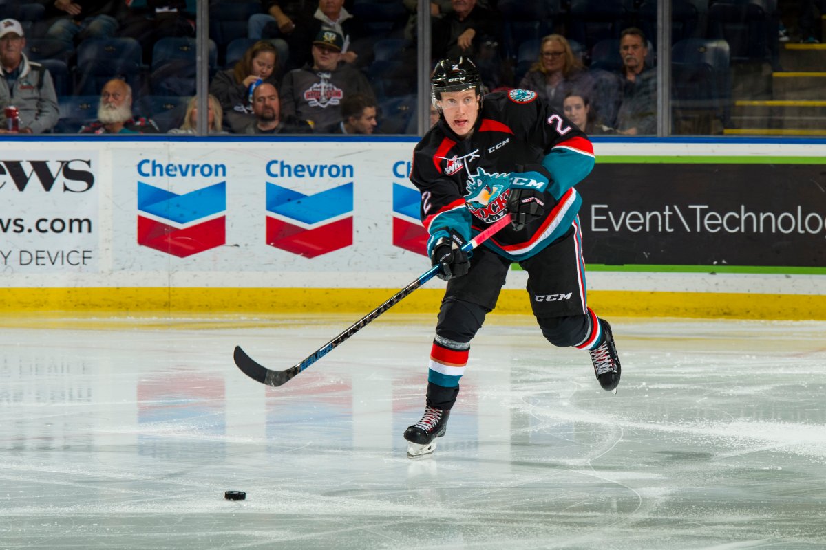 The Kelowna Rockets, including defenceman Lassi Thomson, above, will visit the Calgary Hitmen on Friday evening.
