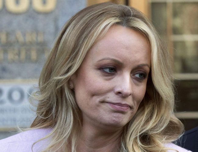 In this April 16, 2018, file photo, adult film actress Stormy Daniels speaks outside federal court in New York. 


