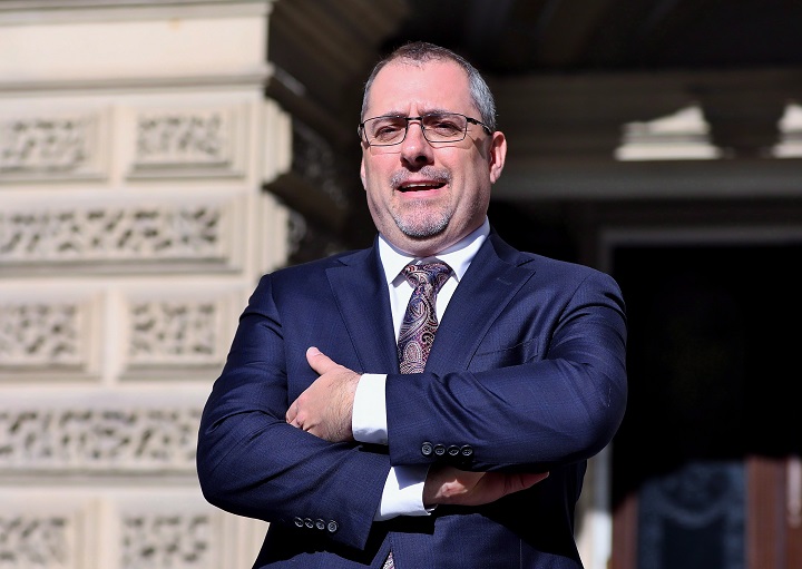 Marc Leroux, 46, of Timmins, Ont., is seen outside court in Toronto on Tuesday, Oct. 30, 2018. 