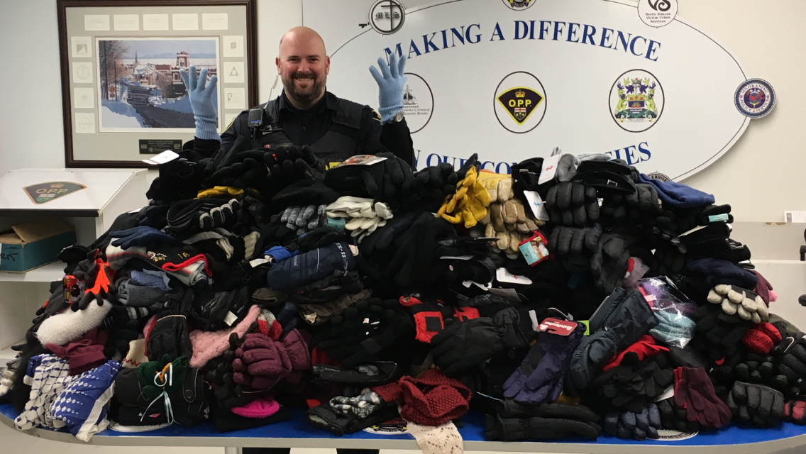 Orillia OPP collected over 900 pairs of gloves for those in need.