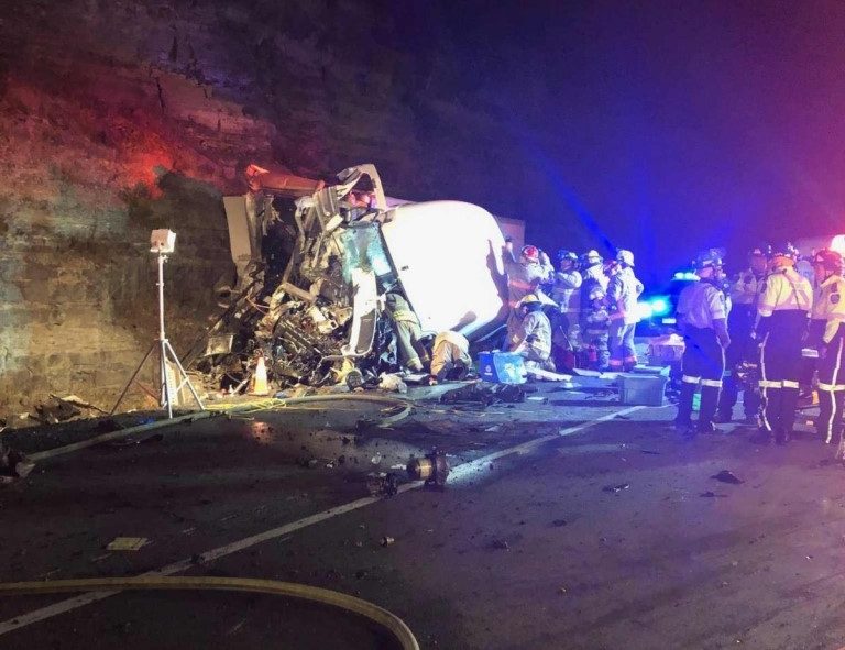 OPP have charged a driver of a tractor-trailer that was involved in a single-vehicle collision on Sunday evening.