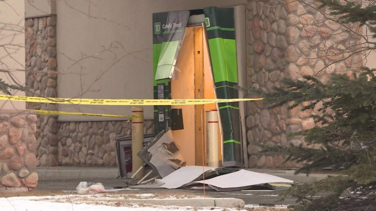 A drive-thru ATM was destroyed at the TD Canada Trust bank in the 800 block of Chapparal Drive South East in Calgary, Alta. on Saturday, December 29, 2018. .