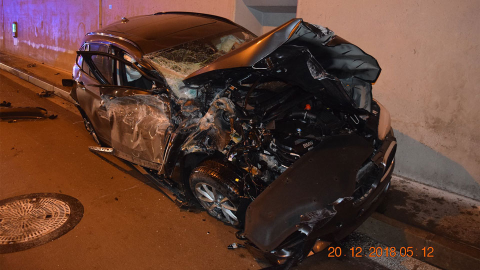 A Slovakian man is lucky to be alive – let alone unharmed – after his BMW flipped and barrel rolled into a tunnel Thursday.