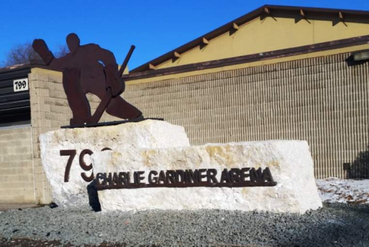 The new sign at Charlie Gardiner Arena.