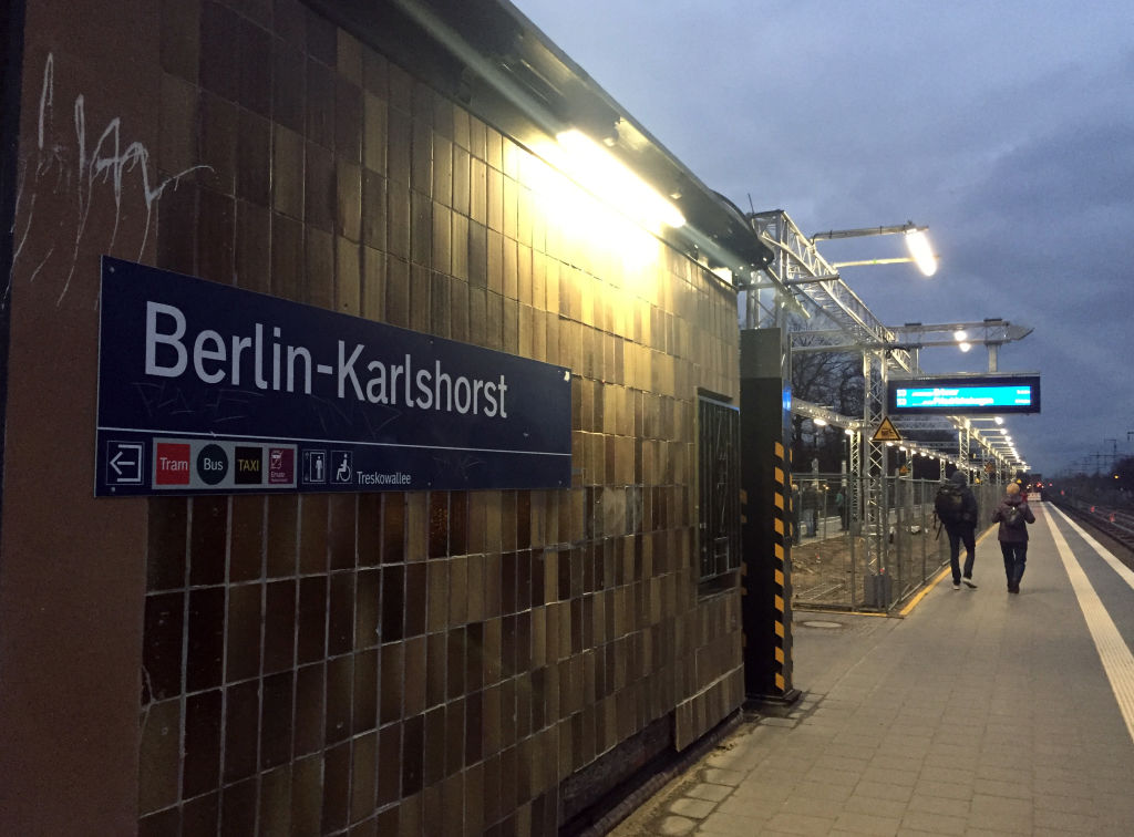 The S-Bahn station Berlin Karlshorst in the evening, Dec. 25, 2018.

