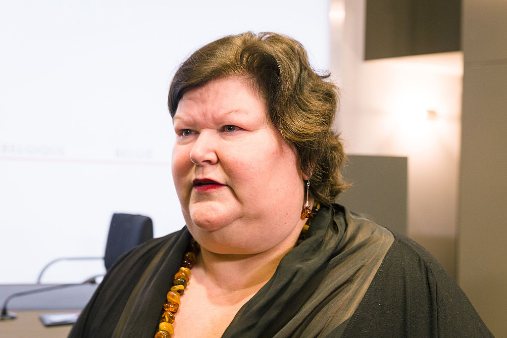 

Belgium Minister of Health and Social Affairs Maggie De Block attends a press conference after the multiple explosions in Brussels at the airport and in the Brussels' metro, on March 22, 2016 in Brussels.


