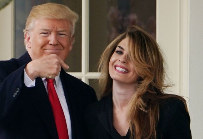 President Donald Trump and outgoing communications director Hope Hicks on the South Lawn of the White House, March 29, 2018.