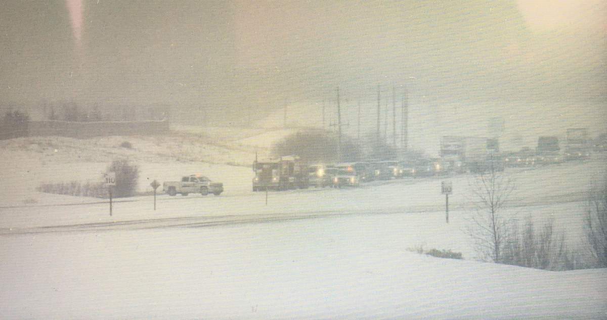 A large pileup was spotted on Highway 16 near Spruce Grove, Alta. and RCMP said it responded to a collision involving 30 vehicles on Saturday afternoon. December 29, 2018.