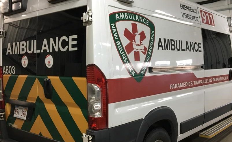 An Ambulance New Brunswick ambulance is shown in Fredericton on Monday, Nov. 19, 2018. THE CANADIAN PRESS/Kevin Bissett.