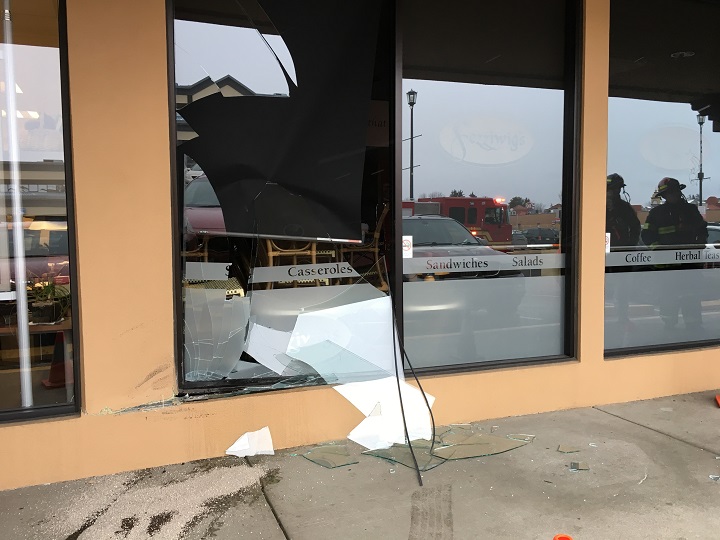 Fezziwig’s Bakery Café in Kelowna suffered store-front damage when a driver accidentally smashed into the restaurant on Friday morning. 