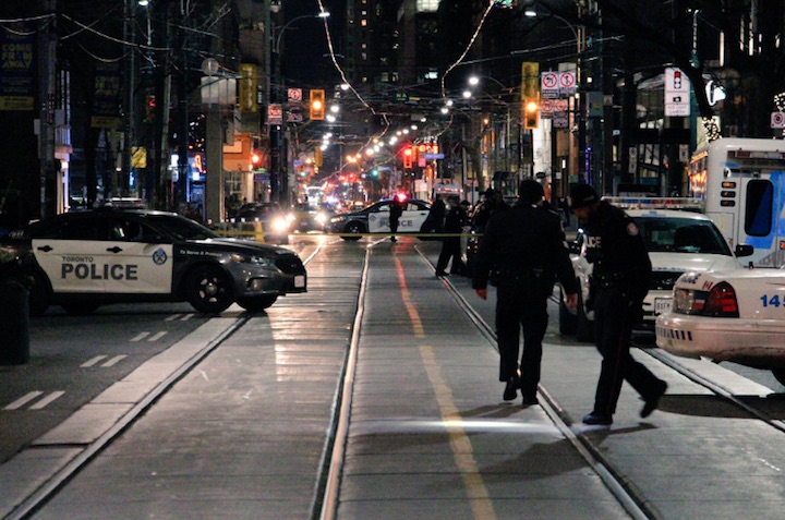 Toronto police say two people were injured after a stabbing altercation in the entertainment district.