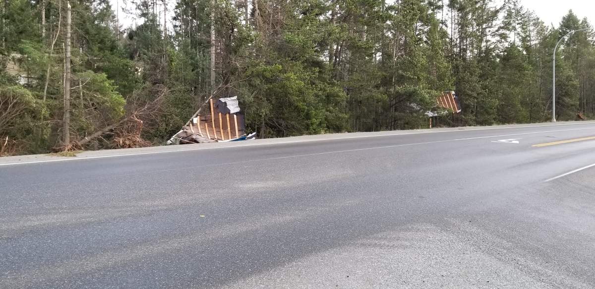 Storm damage in Qualicum on Friday. Credit: Allan Felker.