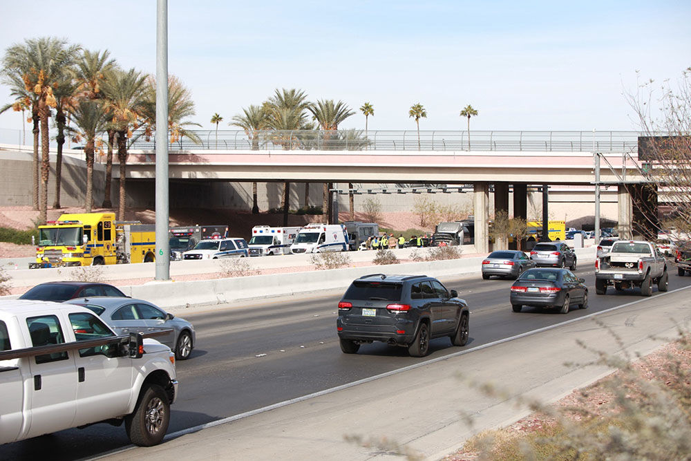 Four vehicles, including one transporting an Edmonton cheerleading team, were involved in a collision on the Airport Connector Tunnel in Las Vegas, Nevada, on Dec. 14, 2018.
