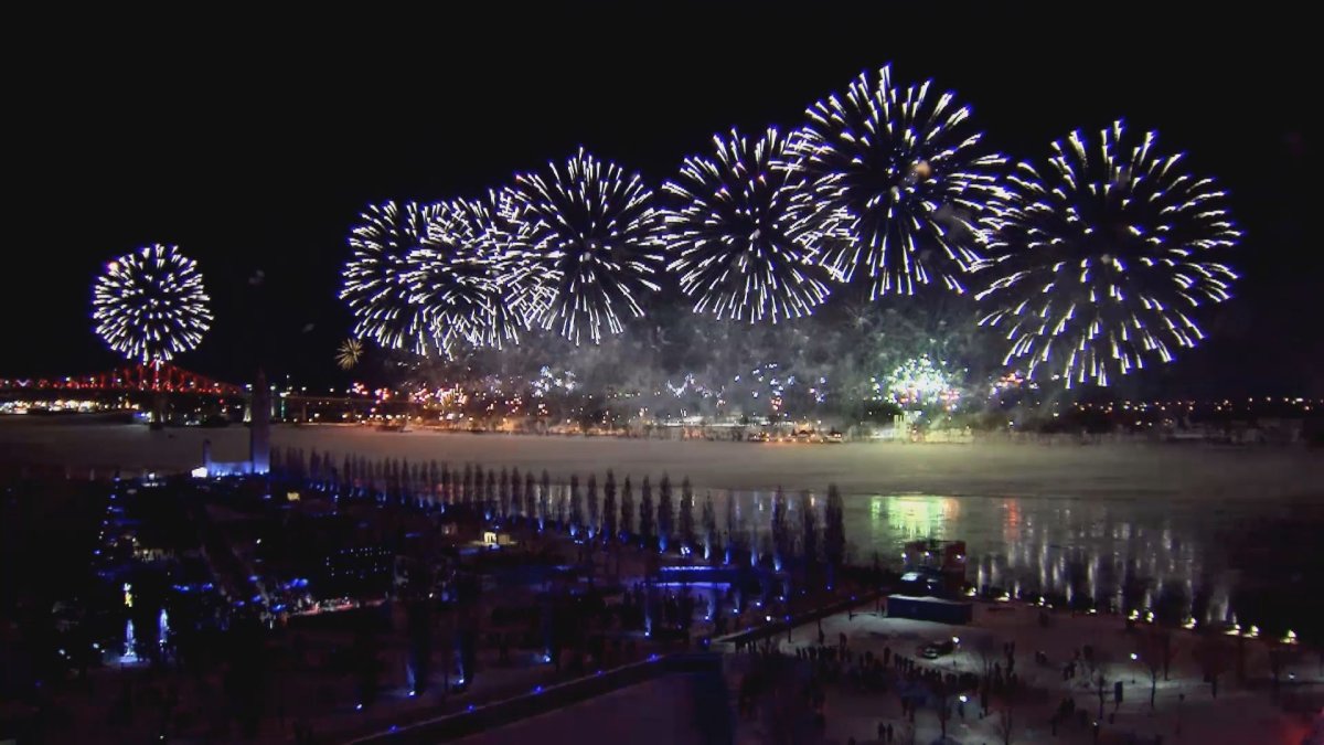 Fireworks over Montreal's Old Port.