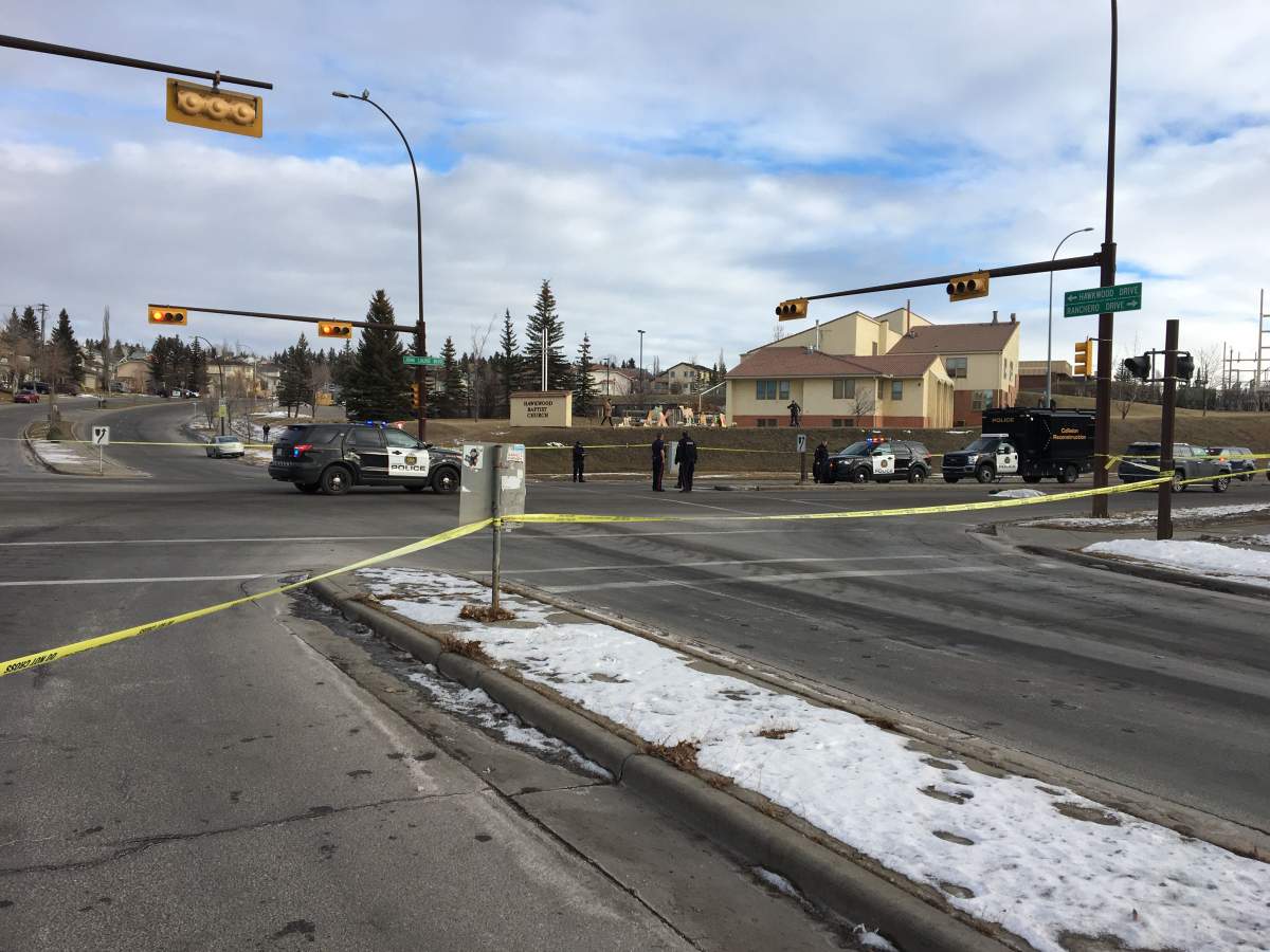 Calgary police investigate a collision in the city's northwest on Dec. 24, 2018.