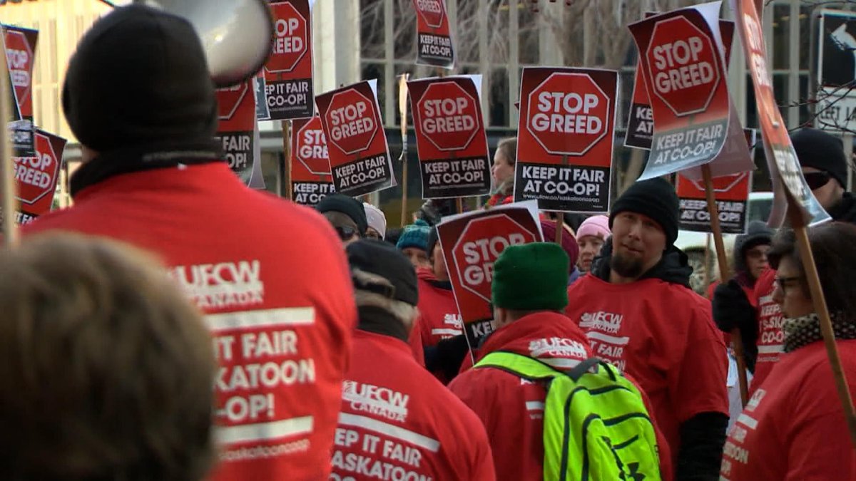 The main sticking point between striking UFCW members and Saskatoon Co-op is a proposed two-tier wage structure.