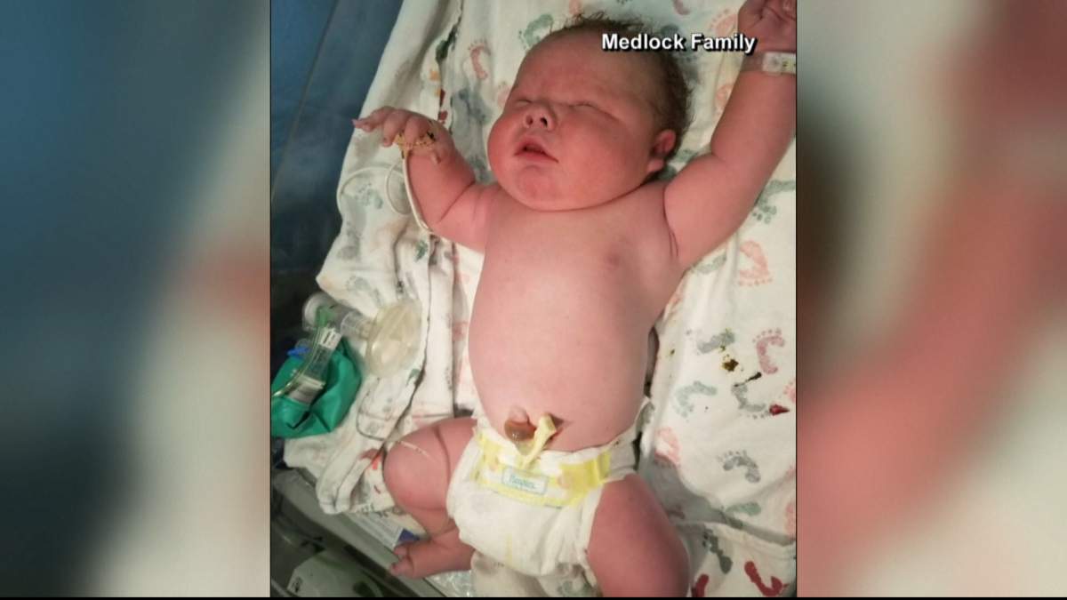 Ali James Medlock weighed 14 pounds, 13 ounces when he was born on Dec. 8, 2018.