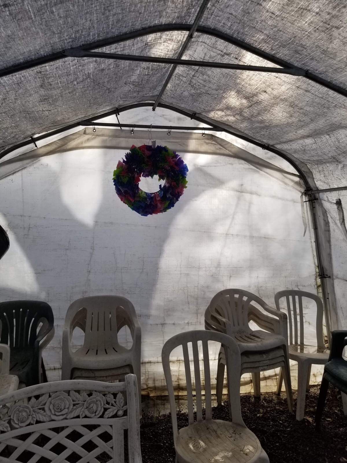 Memorial wreath in memory of Cody at local dog park.