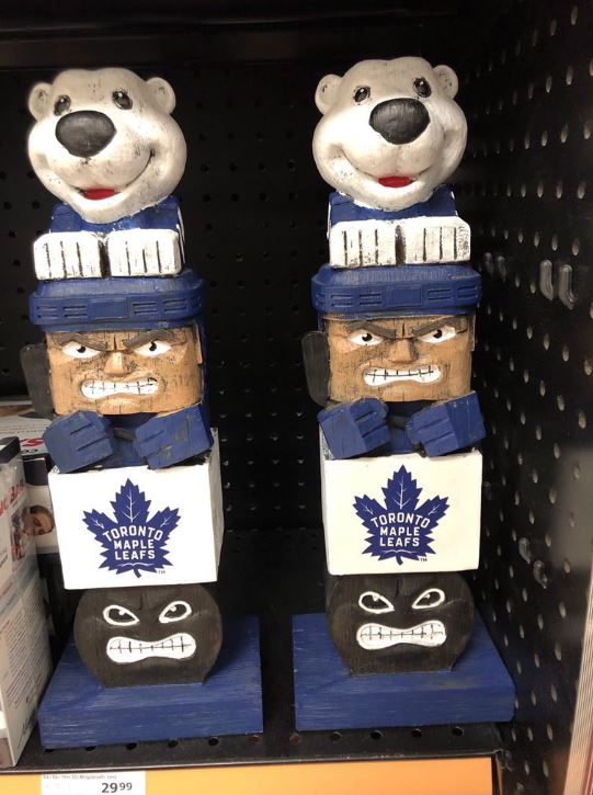 A Toronto Maple Leafs-themed totem pole is shown at a Lawton's drug store in this recent handout photo. 