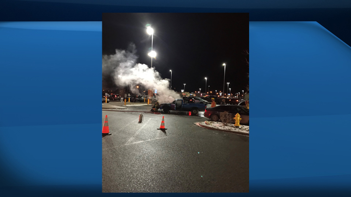 The Regina Fire Department battled a truck fire in Harbour Landing on Thursday night.