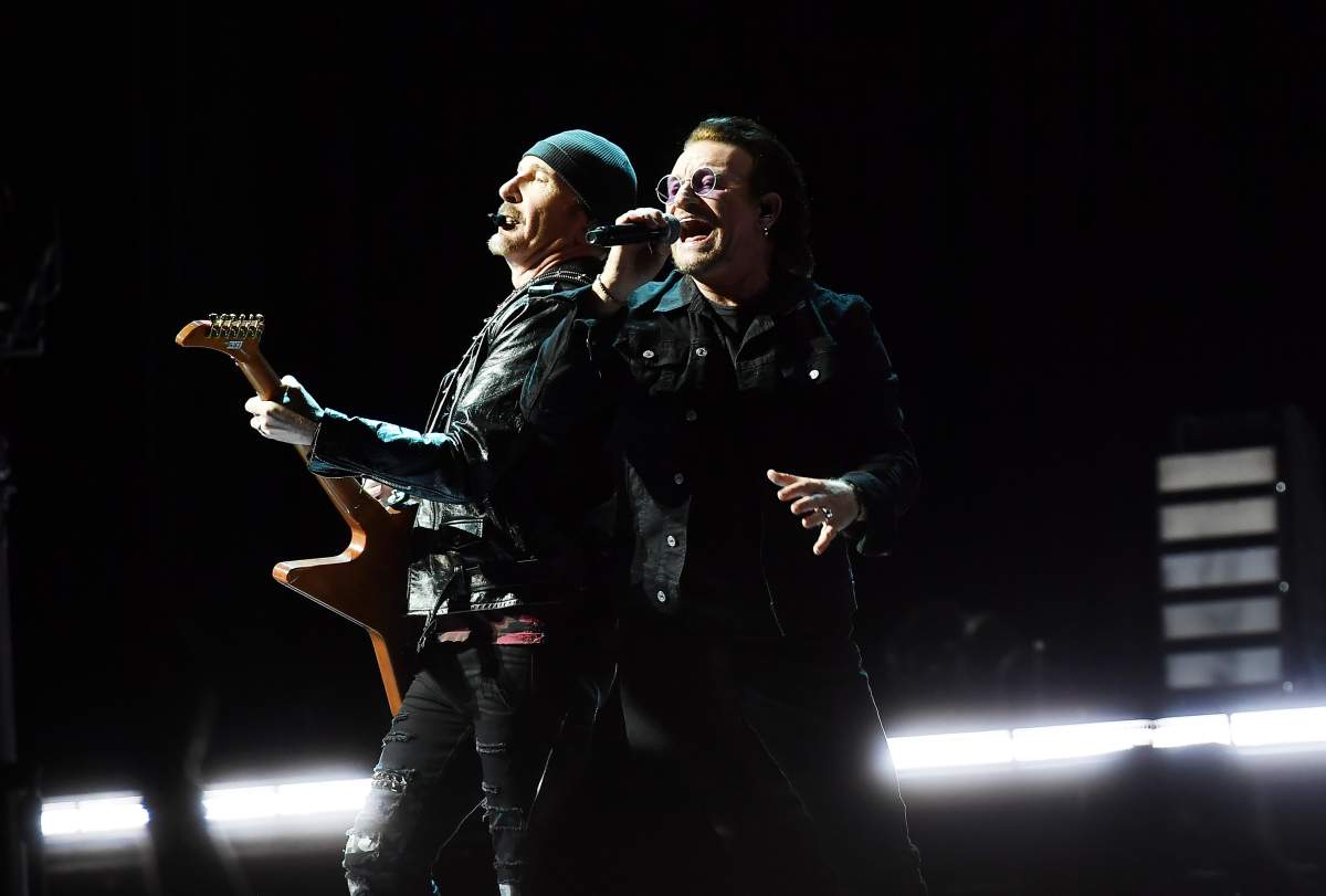 Bono and The Edge perform during the U2 Experience and Innocence tour at SSE Arena Belfast on Oct. 27, 2018, in Belfast, Northern Ireland.