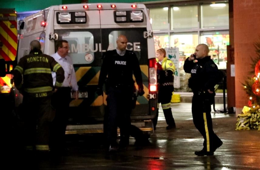 Emergency crews attend the scene of a stabbing Moncton on Friday, Dec. 22, 2018. 