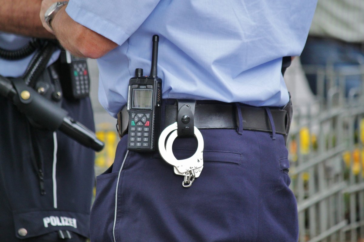 Handcuffs on an officer.