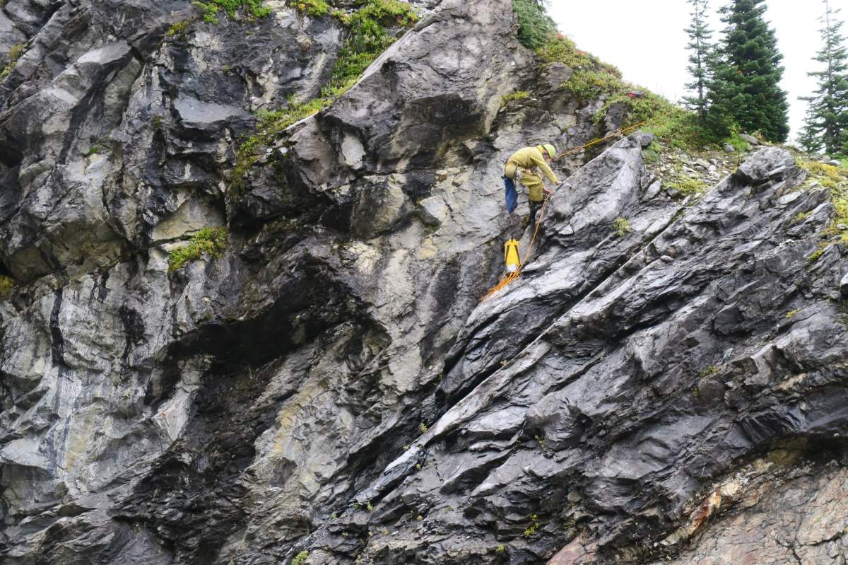 Caver Lee Holis climbed about 100 metres into the cave.