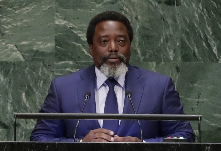 In this Sept. 25, 2018, file photo, President of the Democratic Republic of the Congo Joseph Kabila Kabange addresses the United Nations General Assembly at the United Nations headquarters.