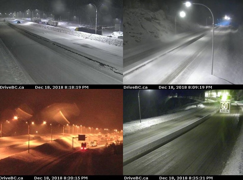 Coquihalla highway conditions Dec. 18 as see from DriveBC highway cameras. 