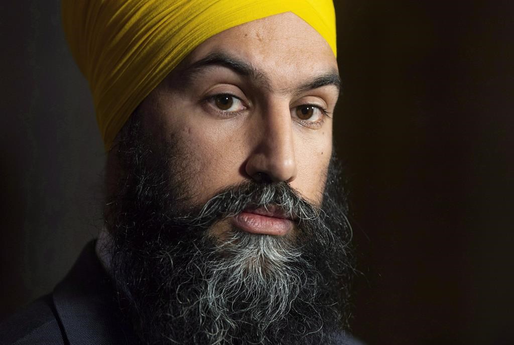 In this November 2018 file photo, NDP Leader Jagmeet Singh speaks with the media following caucus on Parliament Hill in Ottawa. Singh is in Montreal Saturday to campaign ahead of the federal byelection in Outremont in the new year. Saturday, Dec. 22, 2018.