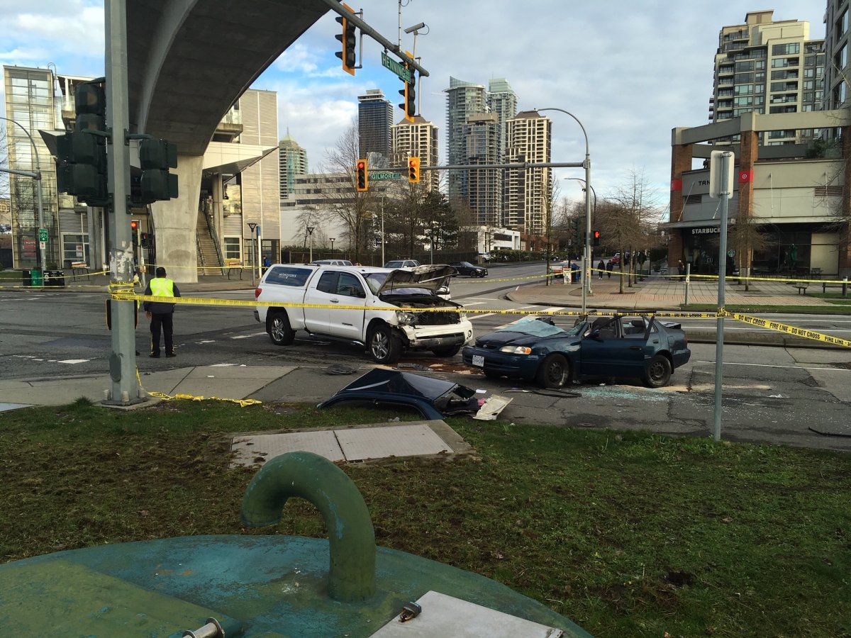 The scene of a serious crash in Burnaby on Monday. 
