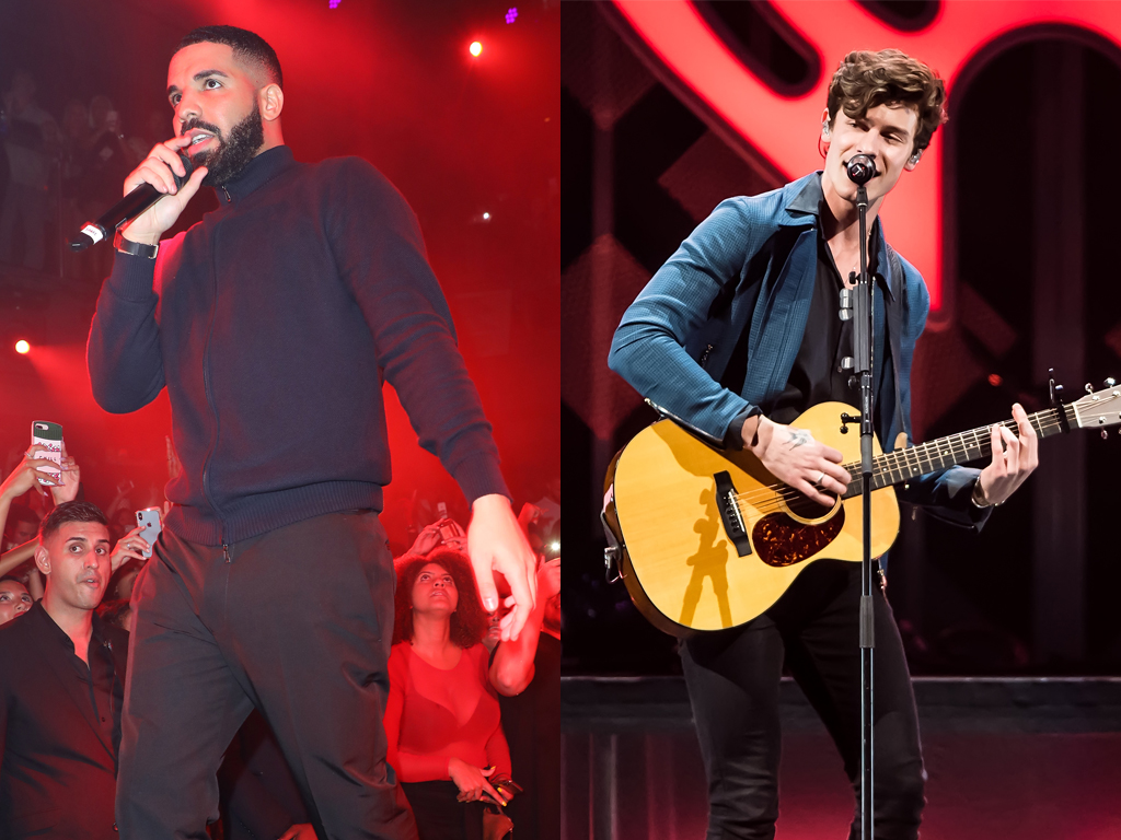(L-R) Drake and Shawn Mendes, 2018.