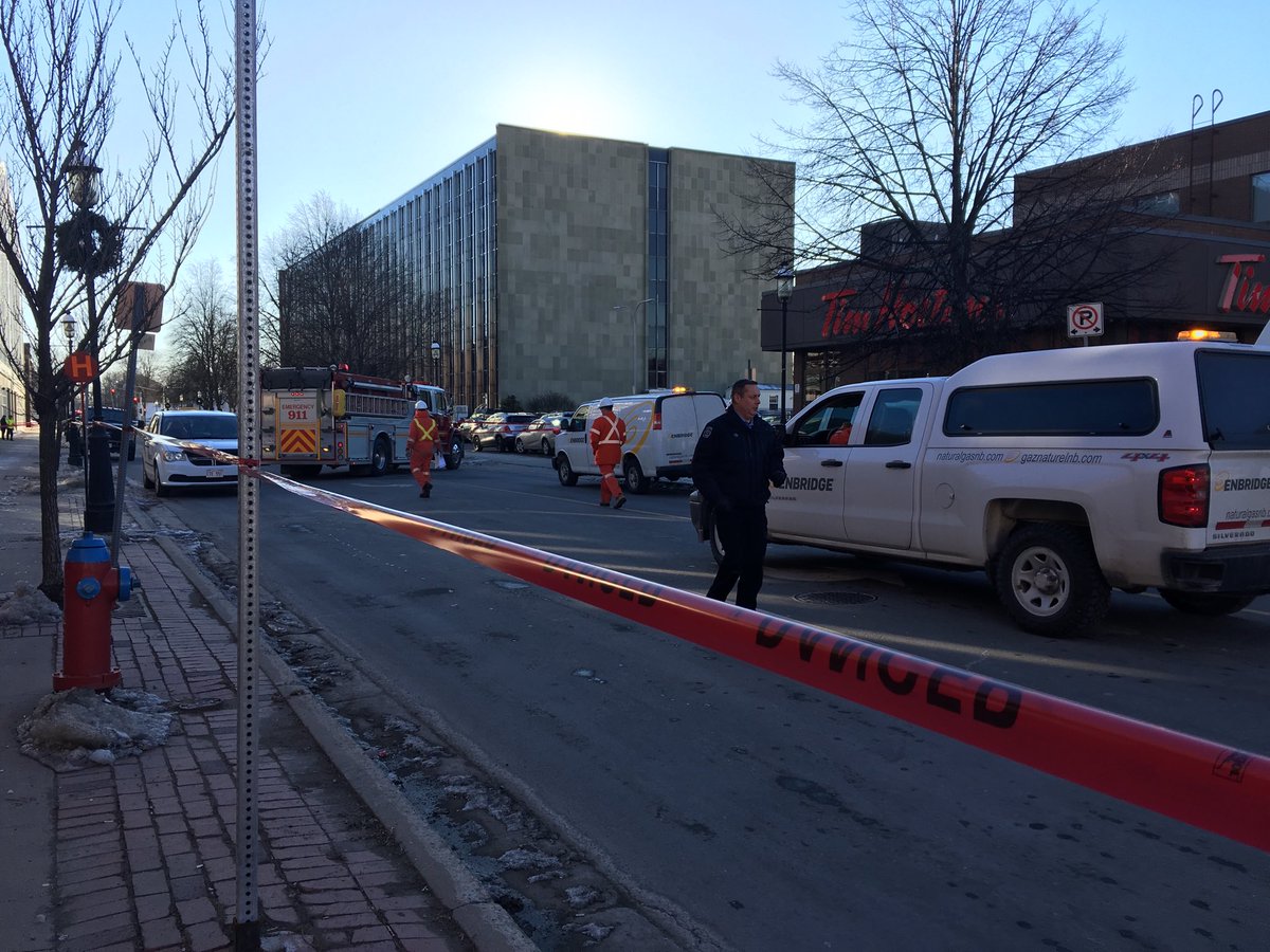 Parts of downtown Fredericton has been blocked off due to a natural gas leak Wednesday morning.