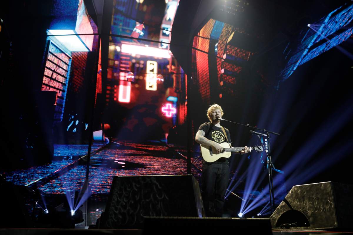 Ed Sheeran performs during the ‘Divide’ tour on Mar. 23, 2017, at the Lanxess Arena in Cologne, Germany.