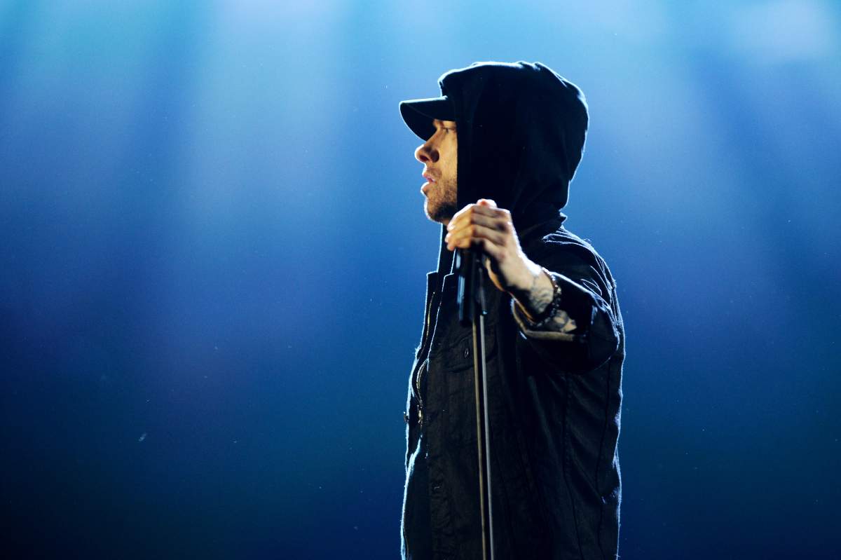 Eminem performs onstage during the MTV EMAs 2017 held at The SSE Arena, Wembley on Nov. 12, 2017, in London, England.
