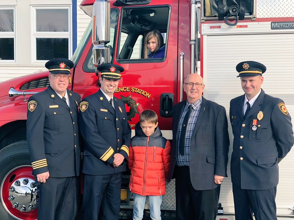 Dakota Johnson had the opportunity to ride in the drivers seat of a Lawrence Station fire truck after being awarded the honour of Fire Chief for a Day.  