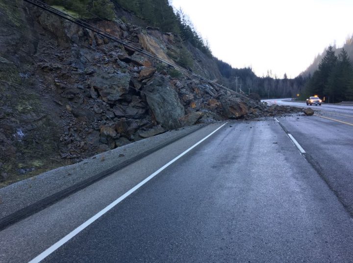 Update Highway 3 east of Hope reopened after rockslide BC