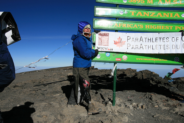 Capt. Kimberly Fawcett at the summit of Mt. Kilimanjaro.
